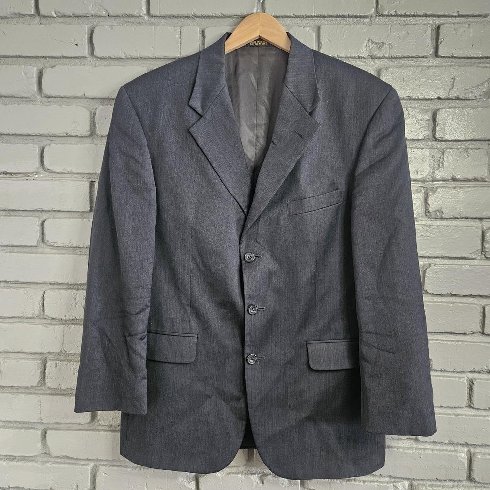 Vintage Oscar De La Renta Mens Blazer 44R Wool Grey Sport Coat Jacket